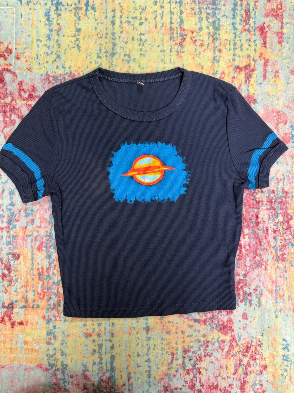 Navy Short-Sleeve Tee with Planet Graphic